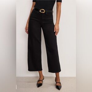 Good American Good Waist Palazzo Crop Black Jeans
